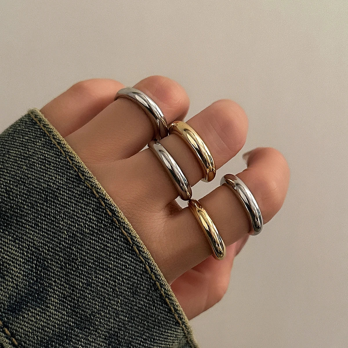 8Pcs/Set Creative Smooth Water Drop Rings for Women Vintage Geometric Adjustable Open Finger Nail Ring Couple Wed Accessories
